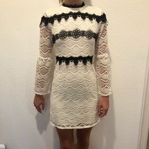 Black and white lace dress